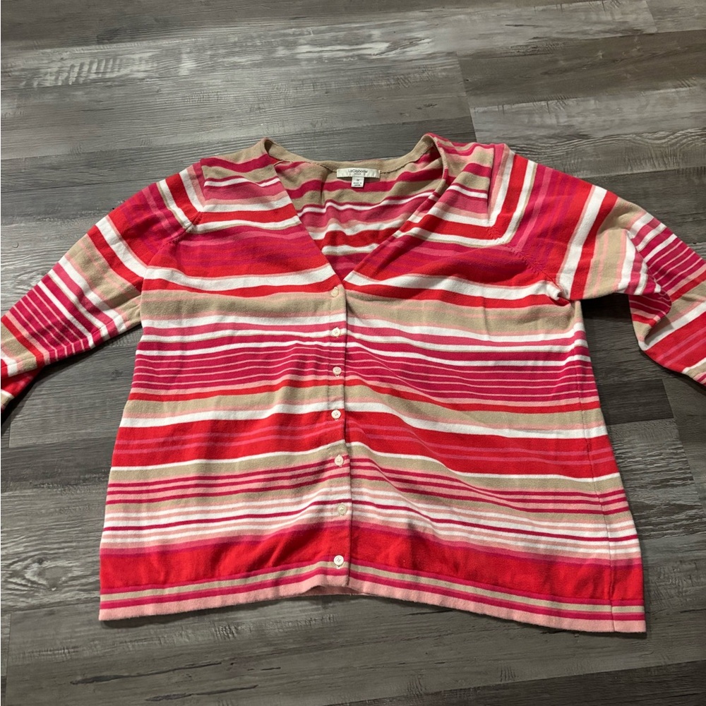 Liz Claiborne Woman’s Striped Button Down Shirt - Red and Pink